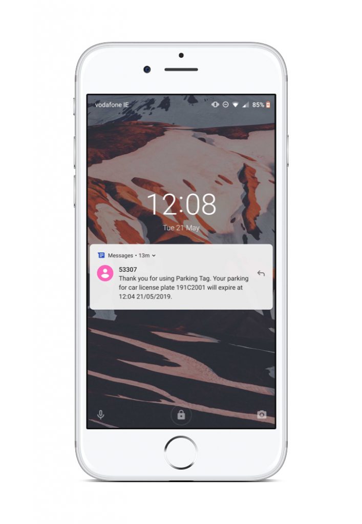 Push notification guidelines. Image of push notification from Parking Tag.