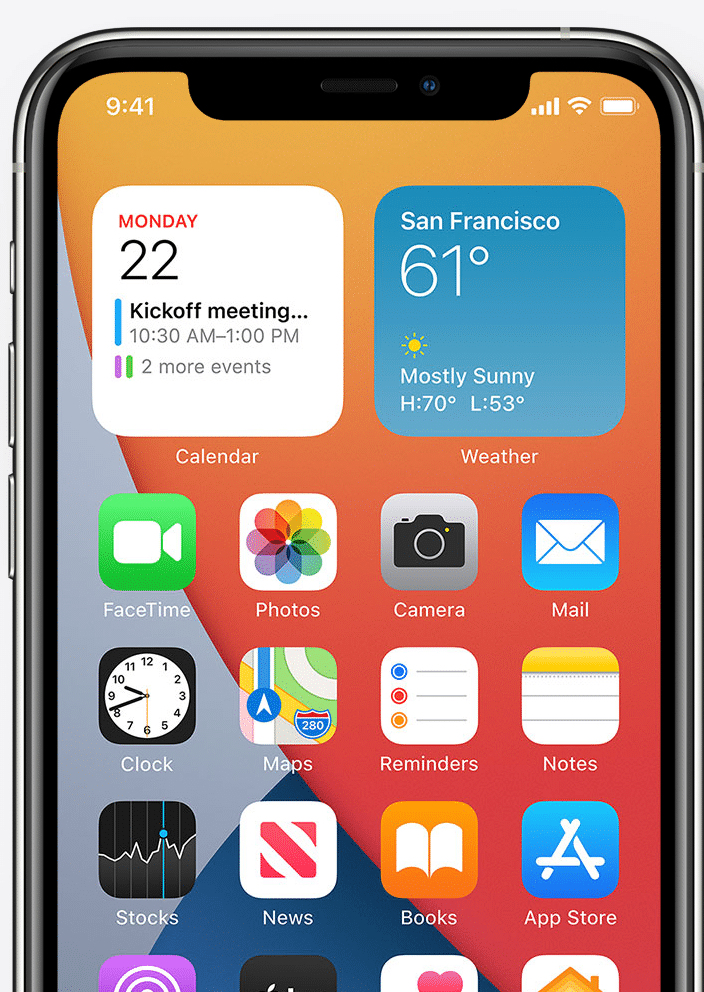 iOS 14 Image of the new Widgets