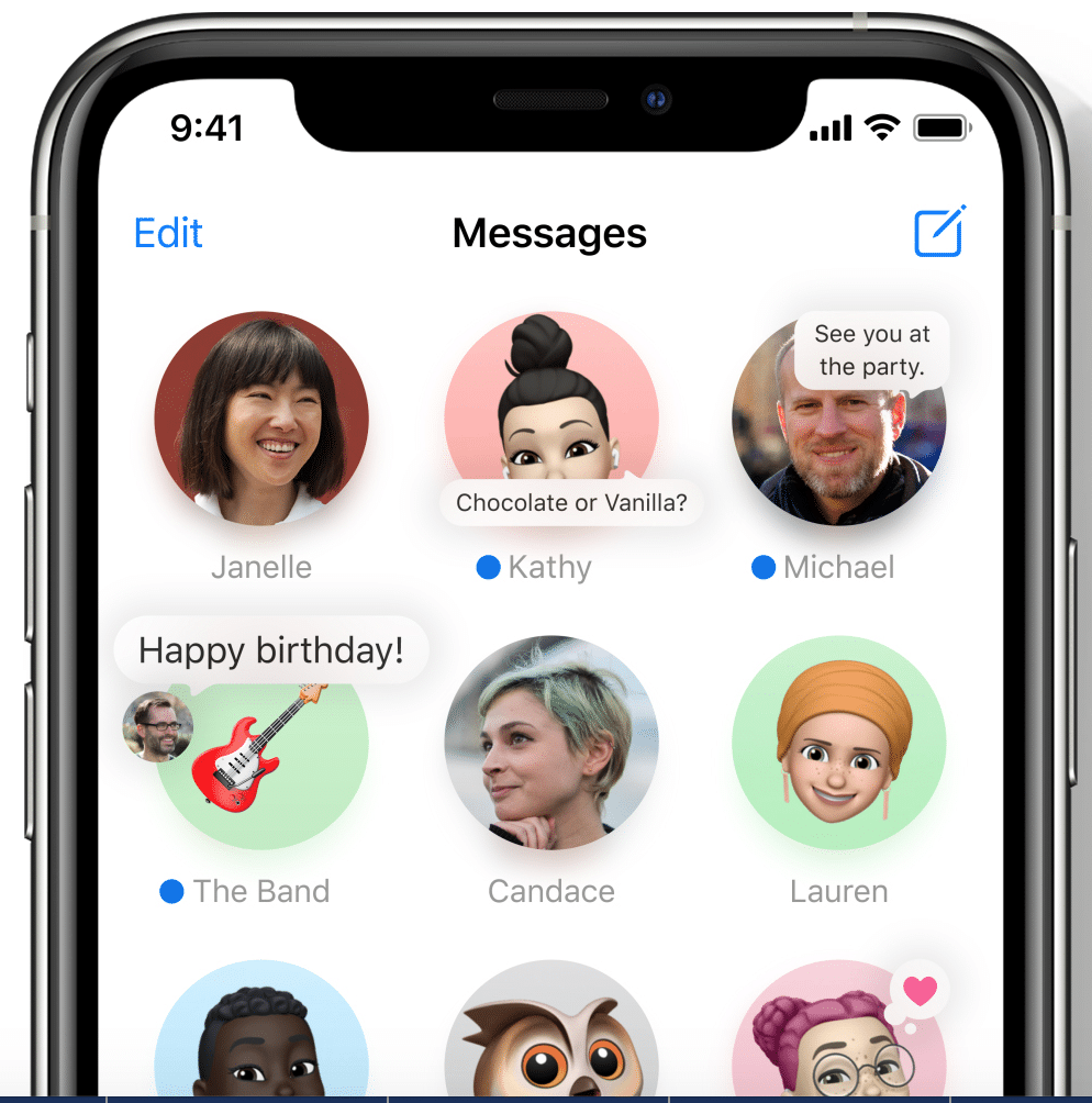 iOS 14. Image of the new Messages