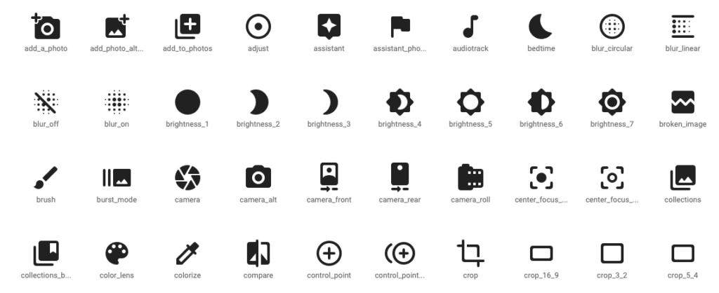 Mobile App Design. Example of Googles Icons