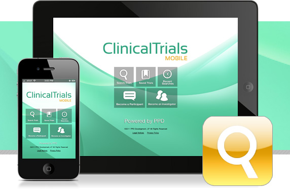 mHealth Mobile apps. Image of the Clinical Trials App
