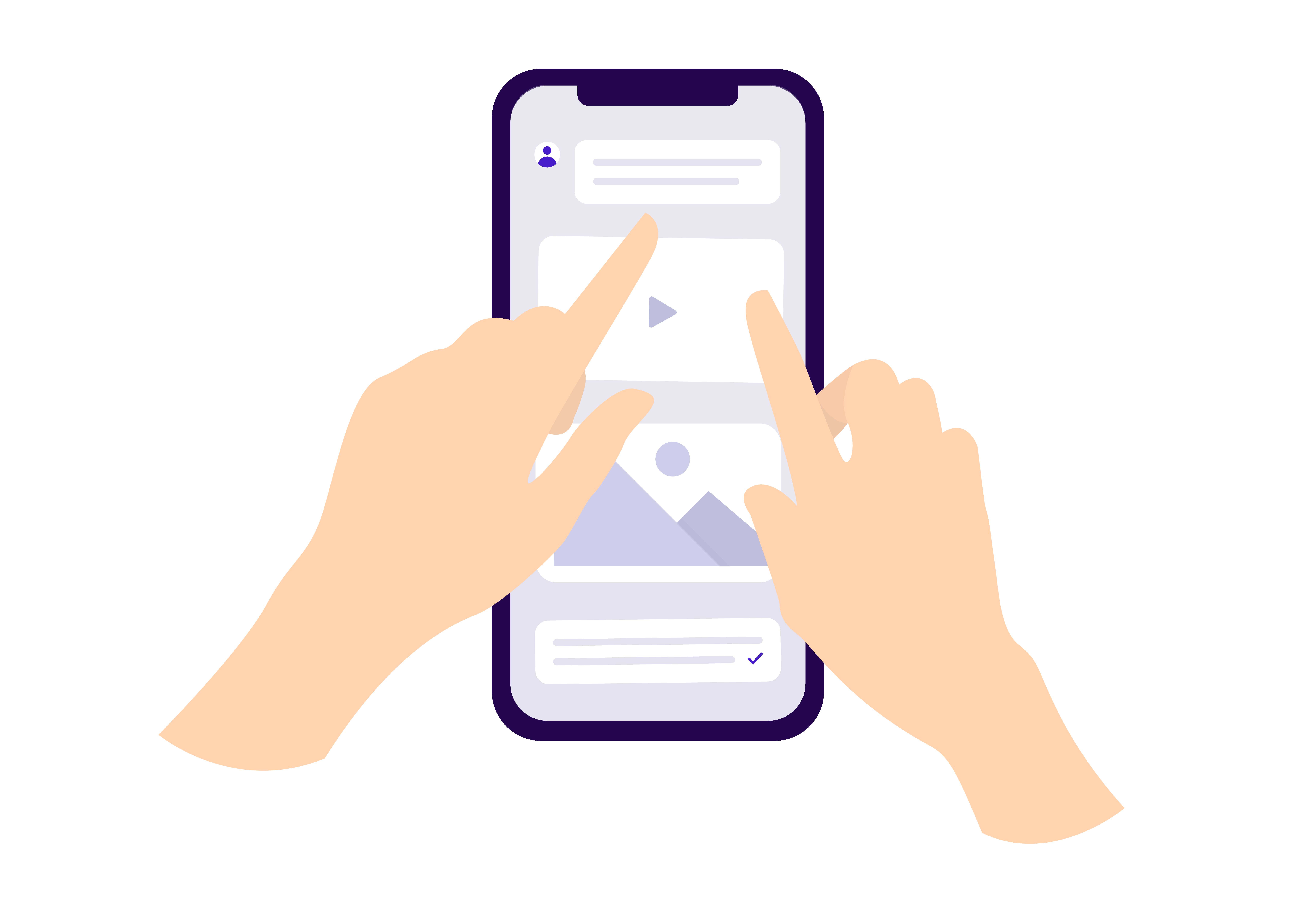 App Messaging. Illustration of hands typing a message on a smartphone